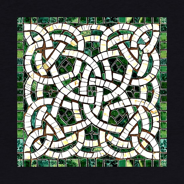 Green and White Celtic Knot Stone Mosaic by Pixelchicken